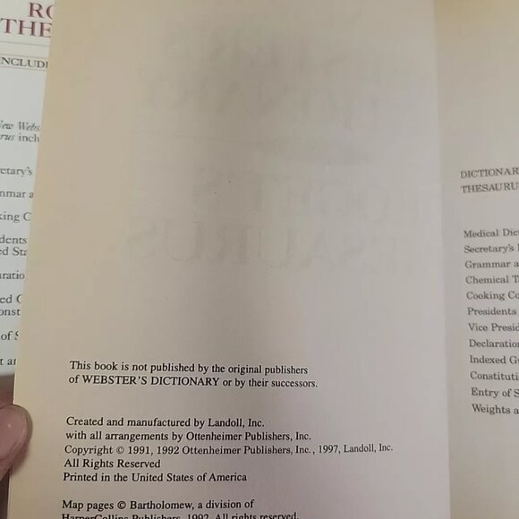 New Websters Dictionary and Rogets Thesaurus - Hardcover - ACCEPTABLE - Picture 5 of 6